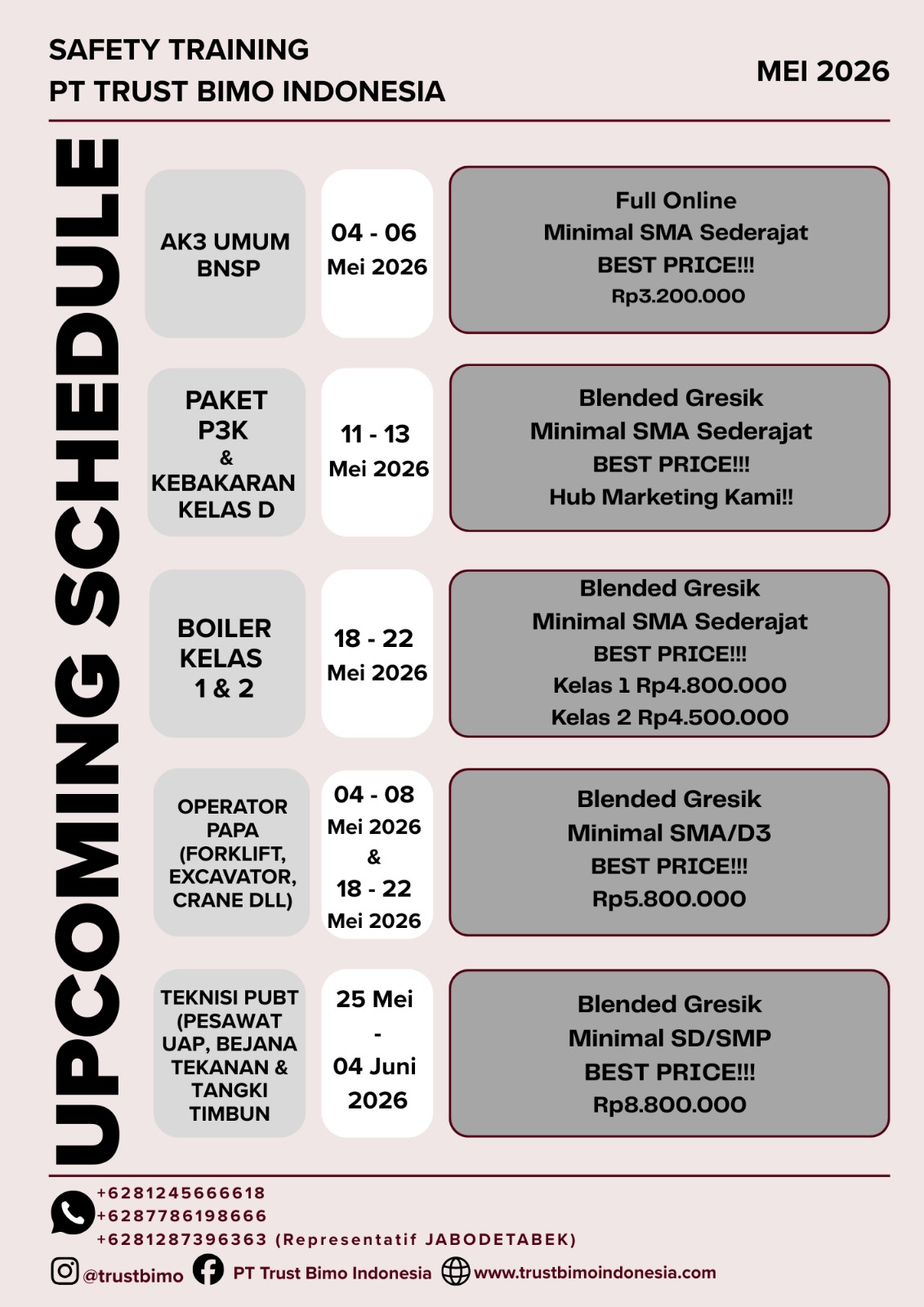 Jadwal Pelatihan Mei 2026