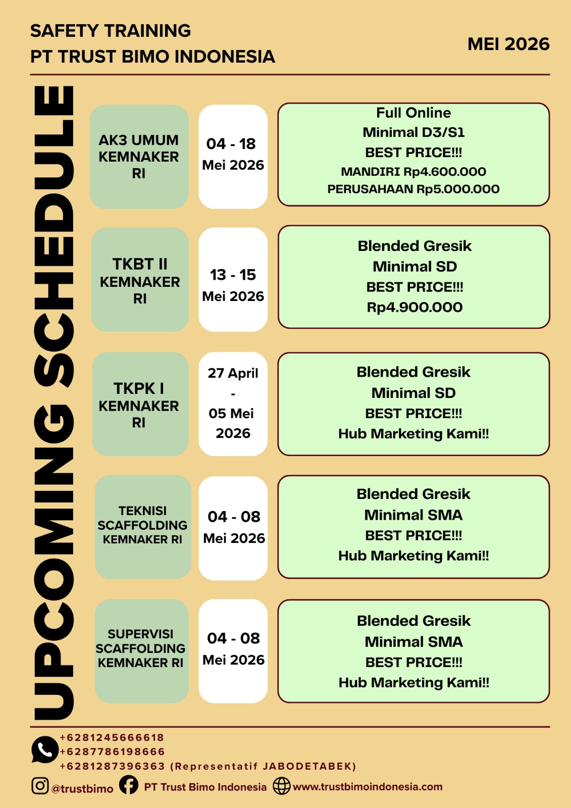 Jadwal Pelatihan Mei 2026